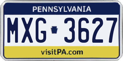 PA license plate MXG3627
