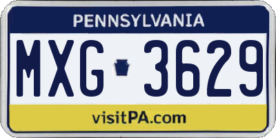 PA license plate MXG3629