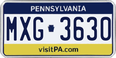 PA license plate MXG3630