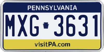 PA license plate MXG3631