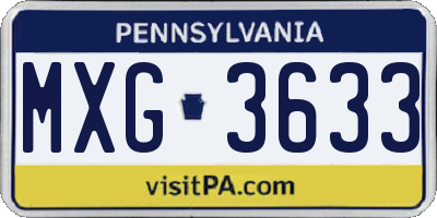 PA license plate MXG3633