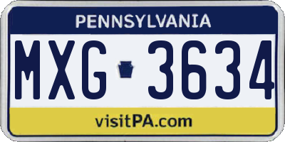 PA license plate MXG3634