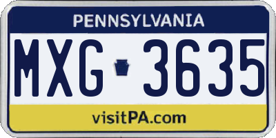 PA license plate MXG3635