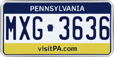 PA license plate MXG3636
