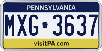 PA license plate MXG3637