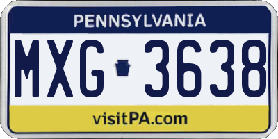 PA license plate MXG3638