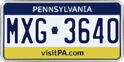 PA license plate MXG3640