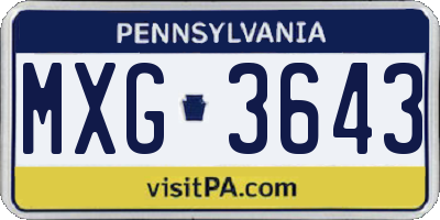 PA license plate MXG3643