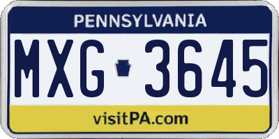 PA license plate MXG3645