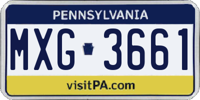 PA license plate MXG3661
