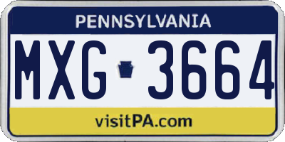 PA license plate MXG3664