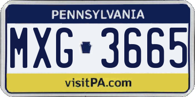 PA license plate MXG3665