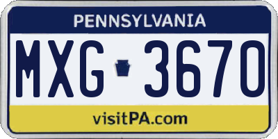 PA license plate MXG3670