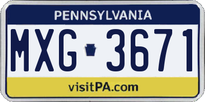 PA license plate MXG3671