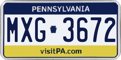 PA license plate MXG3672