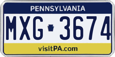 PA license plate MXG3674