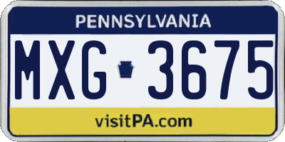 PA license plate MXG3675