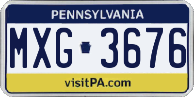 PA license plate MXG3676