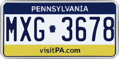 PA license plate MXG3678