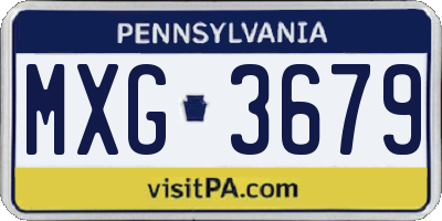 PA license plate MXG3679