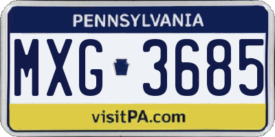 PA license plate MXG3685