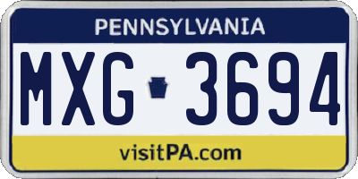 PA license plate MXG3694