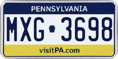 PA license plate MXG3698