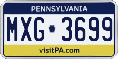 PA license plate MXG3699