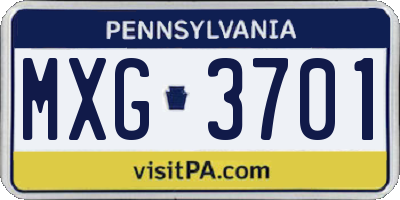 PA license plate MXG3701