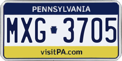 PA license plate MXG3705