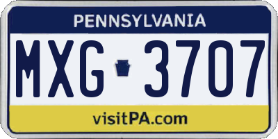 PA license plate MXG3707