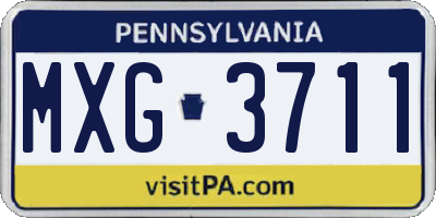 PA license plate MXG3711