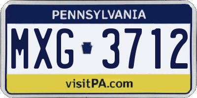 PA license plate MXG3712