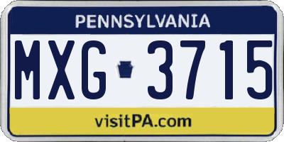 PA license plate MXG3715
