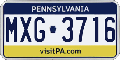 PA license plate MXG3716
