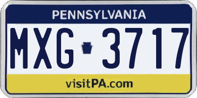 PA license plate MXG3717