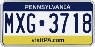 PA license plate MXG3718