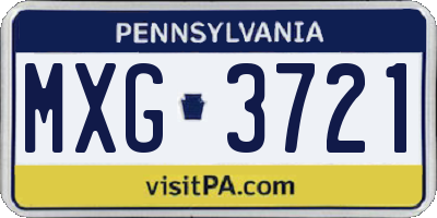 PA license plate MXG3721