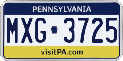 PA license plate MXG3725