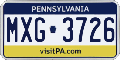 PA license plate MXG3726