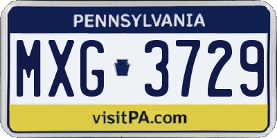 PA license plate MXG3729