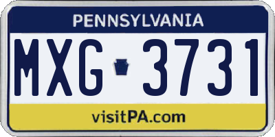 PA license plate MXG3731