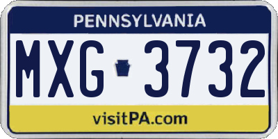 PA license plate MXG3732