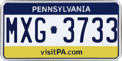 PA license plate MXG3733