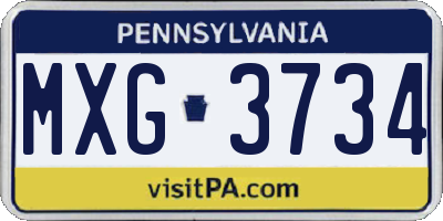 PA license plate MXG3734