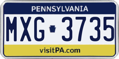 PA license plate MXG3735