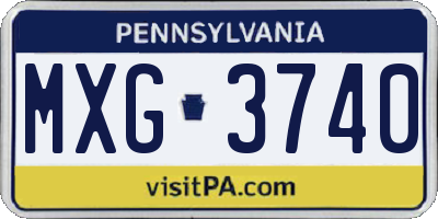 PA license plate MXG3740