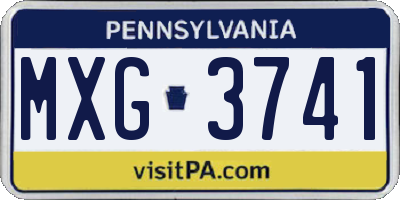 PA license plate MXG3741