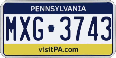 PA license plate MXG3743