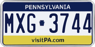 PA license plate MXG3744
